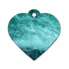 Green Ocean Splash Dog Tag Heart (one Side) by snowwhitegirl