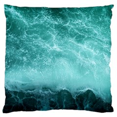 Green Ocean Splash Large Cushion Case (two Sides) by snowwhitegirl