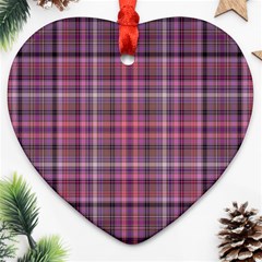 Pink Plaid Heart Ornament (two Sides) by snowwhitegirl