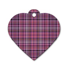 Pink Plaid Dog Tag Heart (one Side) by snowwhitegirl