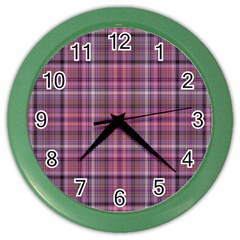 Pink Plaid Color Wall Clock