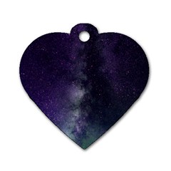 Galaxy Sky Purple Dog Tag Heart (two Sides) by snowwhitegirl