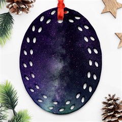 Galaxy Sky Purple Oval Filigree Ornament (two Sides) by snowwhitegirl