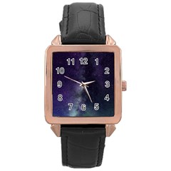 Galaxy Sky Purple Rose Gold Leather Watch  by snowwhitegirl