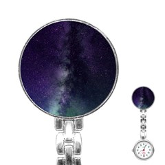 Galaxy Sky Purple Stainless Steel Nurses Watch by snowwhitegirl