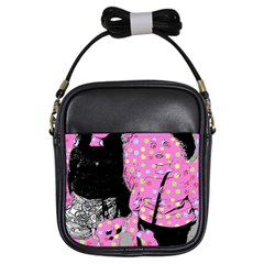 Weird Smile Girls Sling Bags by snowwhitegirl