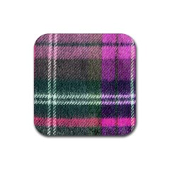 Pink Plaid Flannel Rubber Coaster (square)  by snowwhitegirl