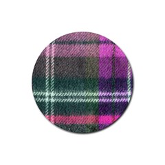 Pink Plaid Flannel Rubber Coaster (round) 