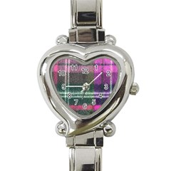 Pink Plaid Flannel Heart Italian Charm Watch