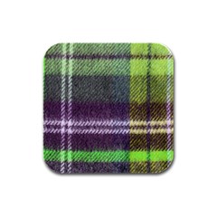 Neon Green Plaid Flannel Rubber Square Coaster (4 Pack)  by snowwhitegirl