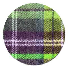 Neon Green Plaid Flannel Magnet 5  (round) by snowwhitegirl