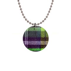 Neon Green Plaid Flannel Button Necklaces by snowwhitegirl