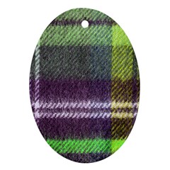 Neon Green Plaid Flannel Oval Ornament (two Sides) by snowwhitegirl