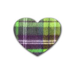 Neon Green Plaid Flannel Heart Coaster (4 Pack)  by snowwhitegirl