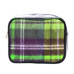 Neon Green Plaid Flannel Mini Toiletries Bag (one Side) by snowwhitegirl