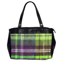 Neon Green Plaid Flannel Office Handbags (2 Sides) 