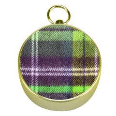 Neon Green Plaid Flannel Gold Compasses by snowwhitegirl