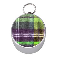 Neon Green Plaid Flannel Mini Silver Compasses by snowwhitegirl