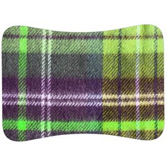 Neon Green Plaid Flannel Velour Seat Head Rest Cushion by snowwhitegirl