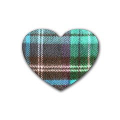 Blue Plaid Flannel Heart Coaster (4 Pack)  by snowwhitegirl