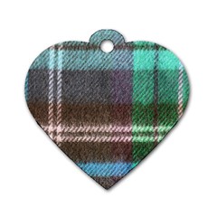 Blue Plaid Flannel Dog Tag Heart (one Side) by snowwhitegirl