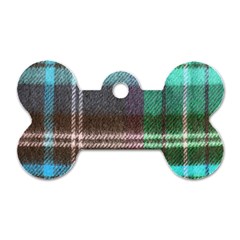 Blue Plaid Flannel Dog Tag Bone (two Sides) by snowwhitegirl