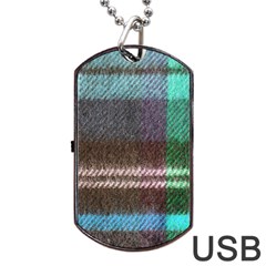 Blue Plaid Flannel Dog Tag Usb Flash (one Side) by snowwhitegirl