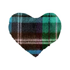 Blue Plaid Flannel Standard 16  Premium Heart Shape Cushions by snowwhitegirl