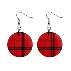 Red Plaid Mini Button Earrings