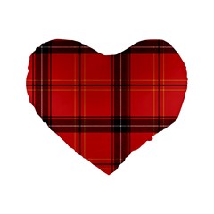 Red Plaid Standard 16  Premium Heart Shape Cushions by snowwhitegirl