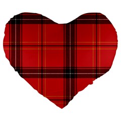 Red Plaid Large 19  Premium Heart Shape Cushions by snowwhitegirl