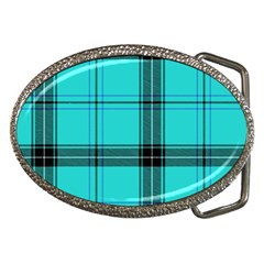 Aqua Plaid Belt Buckles