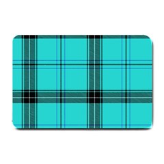 Aqua Plaid Small Doormat  by snowwhitegirl