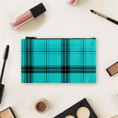 Aqua Plaid Cosmetic Bag (small)