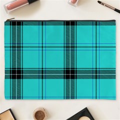 Aqua Plaid Cosmetic Bag (xxxl)