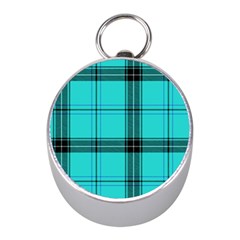 Aqua Plaid Mini Silver Compasses by snowwhitegirl