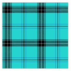 Aqua Plaid Large Satin Scarf (square) by snowwhitegirl