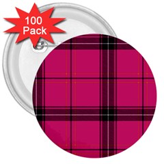 Dark Pink Plaid 3  Buttons (100 Pack)  by snowwhitegirl