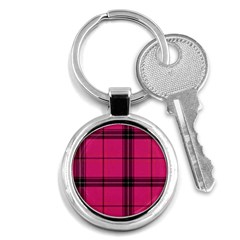 Dark Pink Plaid Key Chains (round)  by snowwhitegirl