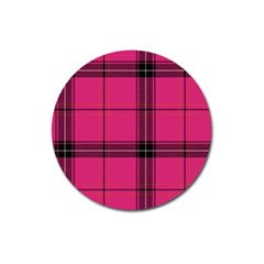 Dark Pink Plaid Magnet 3  (round) by snowwhitegirl