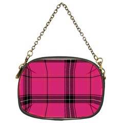 Dark Pink Plaid Chain Purse (two Sides) by snowwhitegirl