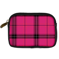 Dark Pink Plaid Digital Camera Leather Case by snowwhitegirl