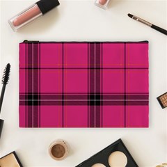 Dark Pink Plaid Cosmetic Bag (large) by snowwhitegirl