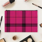 Dark Pink Plaid Cosmetic Bag (Large) Front