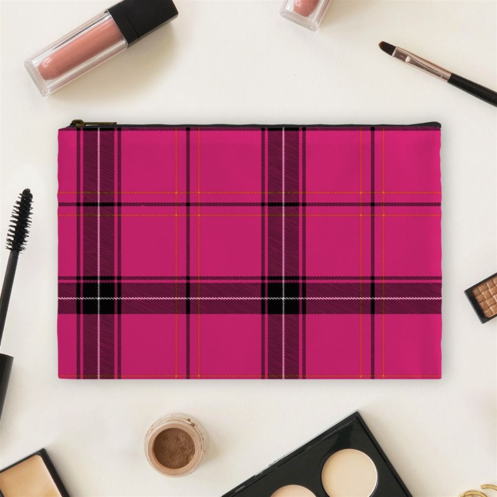 Dark Pink Plaid Cosmetic Bag (Large)