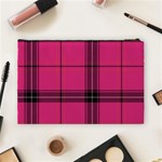 Dark Pink Plaid Cosmetic Bag (Large) Back