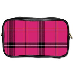 Dark Pink Plaid Toiletries Bag (two Sides) by snowwhitegirl