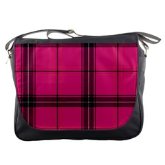 Dark Pink Plaid Messenger Bags