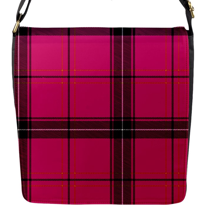 Dark Pink Plaid Flap Messenger Bag (S)