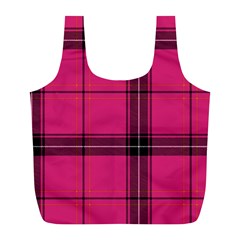 Dark Pink Plaid Full Print Recycle Bags (l)  by snowwhitegirl